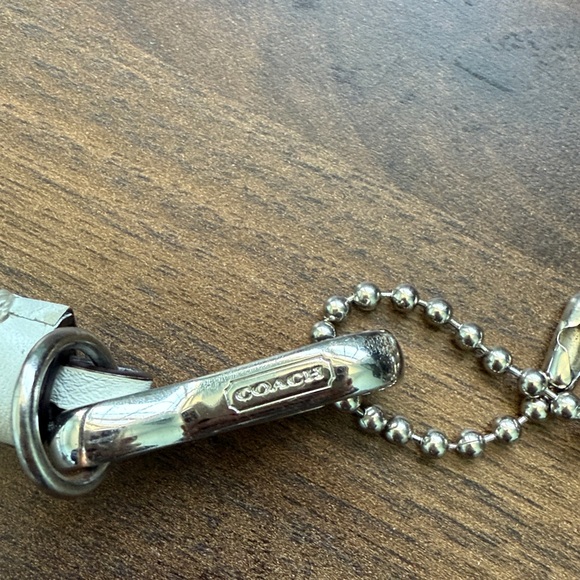 Coach White Leather Tassel Bag Charm Keychain with Silver Charm - Picture 6 of 10